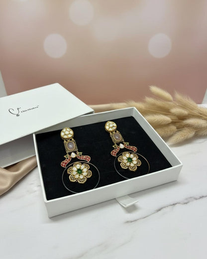 ChicShukra Gold‑Tone Brass Kundan Stud Earrings – Luxe Imitation Jewellery